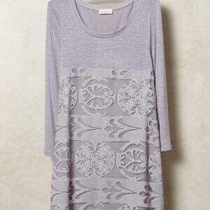 Anthropologie Capriccio Lace Tunic Grey Knit Top XS